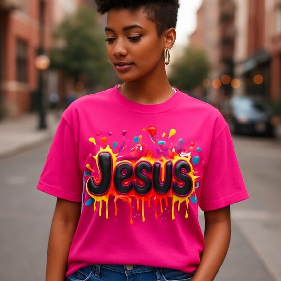 NWT - Vibrant "Jesus" Graphic T-Shirt Casual Fit - Picture 1 of 3